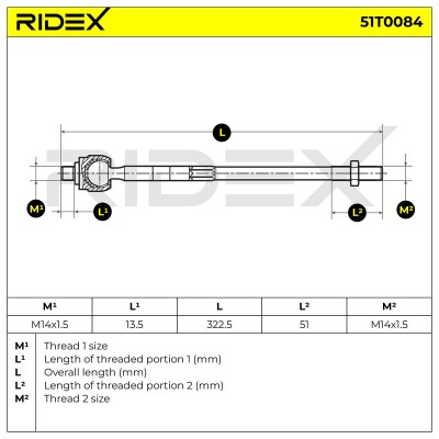 Lenkstange RIDEX 51T0084 51T0084 - foto 6
