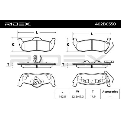 Bremsbeläge Satz RIDEX 402B0350 402B0350 - foto 7