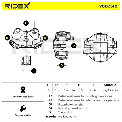 Bremssattel RIDEX 78B2518 78B2518 - foto 6