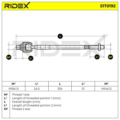 Lenkstange RIDEX 51T0192 51T0192 - foto 6