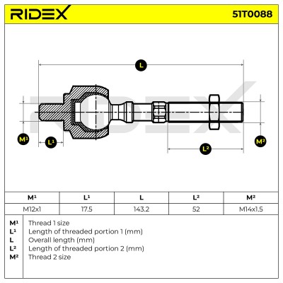 Lenkstange RIDEX 51T0088 51T0088 - foto 9