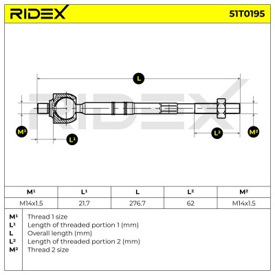 Lenkstange RIDEX 51T0195 51T0195 - foto 6