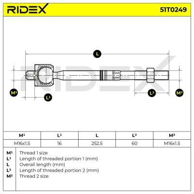Lenkstange RIDEX 51T0249 51T0249 - foto 7