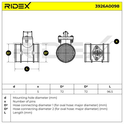 Luftmassenmesser RIDEX 3926A0098 3926A0098 - foto 6