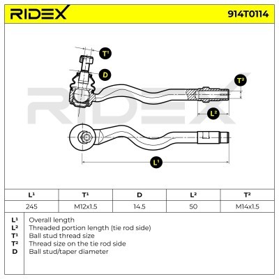 Spurstangenkopf RIDEX 914T0114 914T0114 - foto 6