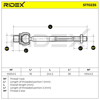 Lenkstange RIDEX 51T0235 51T0235 - foto 6
