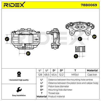Bremssattel RIDEX 78B0069 78B0069 - foto 3
