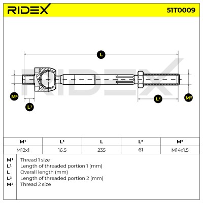 Lenkstange RIDEX 51T0009 51T0009 - foto 5