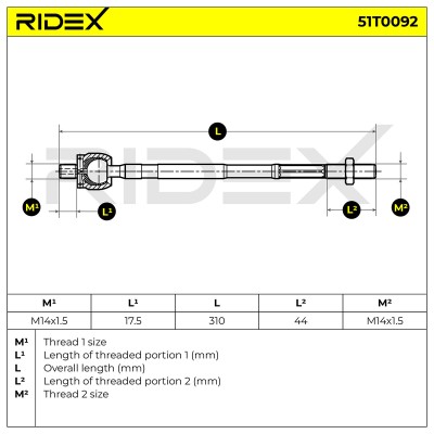 Lenkstange RIDEX 51T0092 51T0092 - foto 5