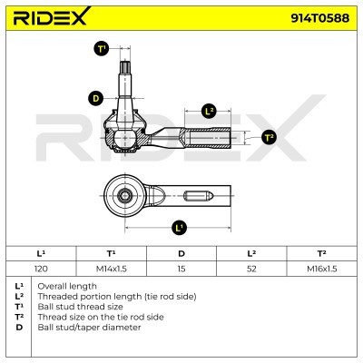 Spurstangenkopf RIDEX 914T0588 914T0588 - foto 5