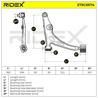 Querlenker RIDEX 273C0574 273C0574 - foto 8