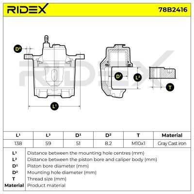 Bremssattel RIDEX 78B2416 78B2416 - foto 7