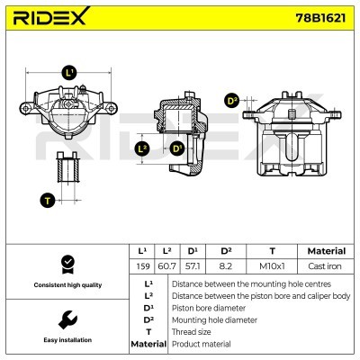 Bremssattel RIDEX 78B1621 78B1621 - foto 6