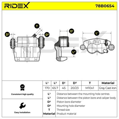 Bremssattel RIDEX 78B0654 78B0654 - foto 6