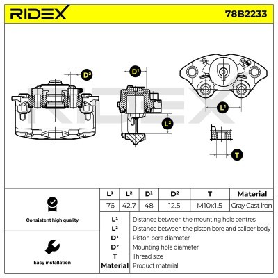 Bremssattel RIDEX 78B2233 78B2233 - foto 3