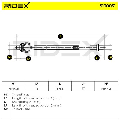 Lenkstange RIDEX 51T0031 51T0031 - foto 6