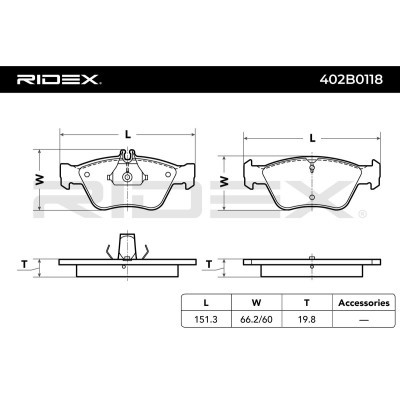 Bremsbeläge Satz RIDEX 402B0118 402B0118 - foto 3