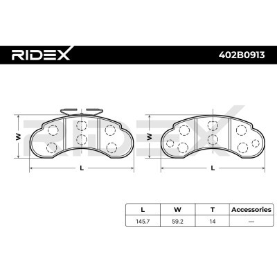 Bremsbeläge Satz RIDEX 402B0913 402B0913 - foto 7
