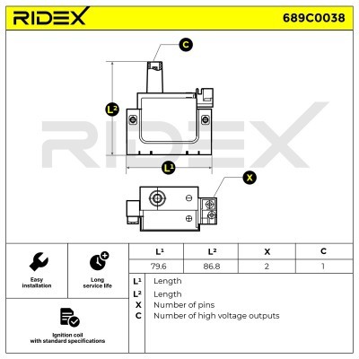 Zündspule RIDEX 689C0038 689C0038 - foto 4