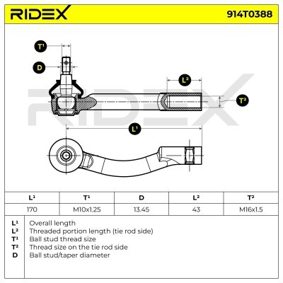 Spurstangenkopf RIDEX 914T0388 914T0388 - foto 5
