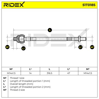 Lenkstange RIDEX 51T0185 51T0185 - foto 5