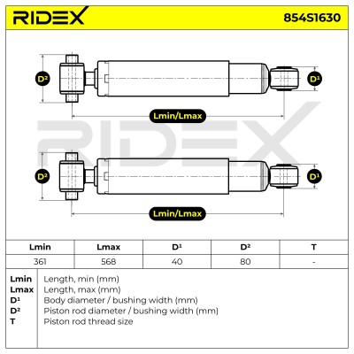 Stoßdämpfer RIDEX 854S1630 854S1630 - foto 5
