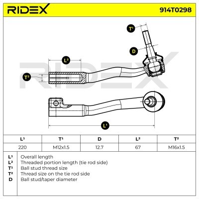 Spurstangenkopf RIDEX 914T0298 914T0298 - foto 6