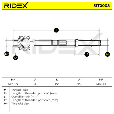 Lenkstange RIDEX 51T0008 51T0008 - foto 5