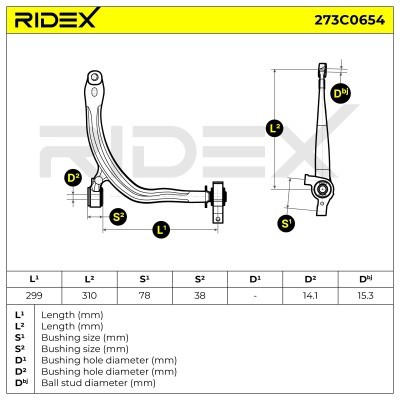 Querlenker RIDEX 273C0654 273C0654 - foto 4