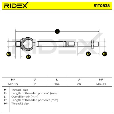 Lenkstange RIDEX 51T0838 51T0838 - foto 5