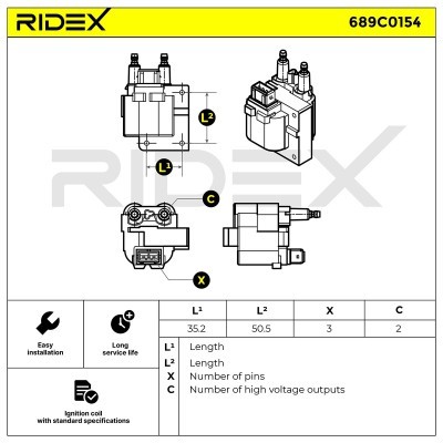 Zündspule RIDEX 689C0154 689C0154 - foto 2