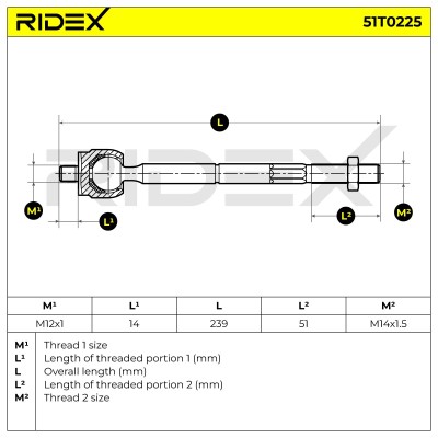 Lenkstange RIDEX 51T0225 51T0225 - foto 5