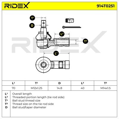 Spurstangenkopf RIDEX 914T0251 914T0251 - foto 5