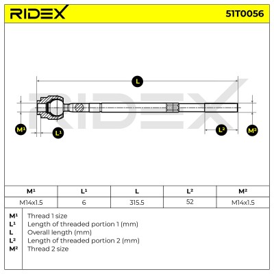 Lenkstange RIDEX 51T0056 51T0056 - foto 5
