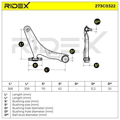 Querlenker RIDEX 273C0322 273C0322 - foto 8