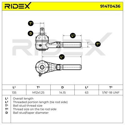 Spurstangenkopf RIDEX 914T0436 914T0436 - foto 4