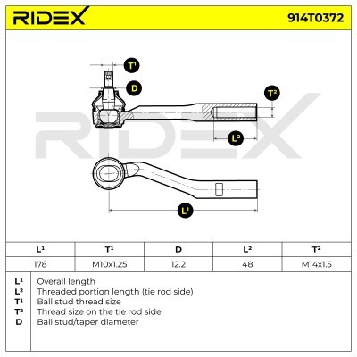 Spurstangenkopf RIDEX 914T0372 914T0372 - foto 5