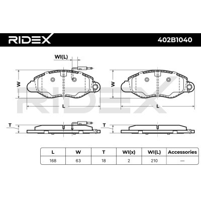 Bremsbeläge Satz RIDEX 402B1040 402B1040 - foto 7