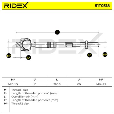 Lenkstange RIDEX 51T0318 51T0318 - foto 5
