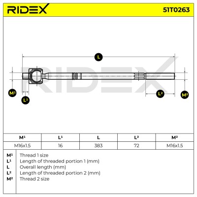 Lenkstange RIDEX 51T0263 51T0263 - foto 7