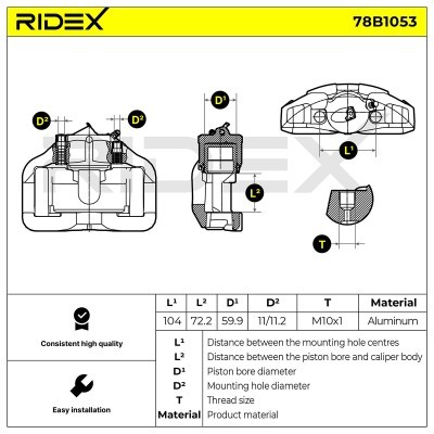 Bremssattel RIDEX 78B1053 78B1053 - foto 3