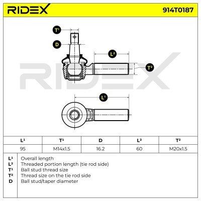 Spurstangenkopf RIDEX 914T0187 914T0187 - foto 5