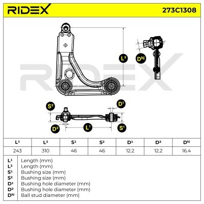 Querlenker RIDEX 273C1308 273C1308 - foto 6