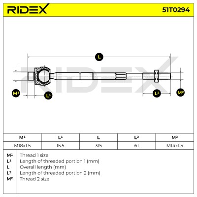 Lenkstange RIDEX 51T0294 51T0294 - foto 5