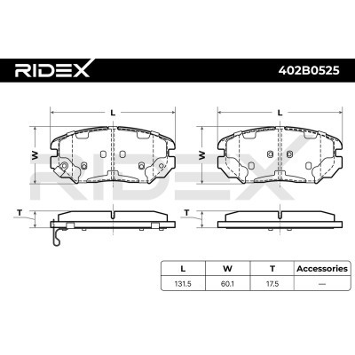 Bremsbeläge Satz RIDEX 402B0525 402B0525 - foto 7