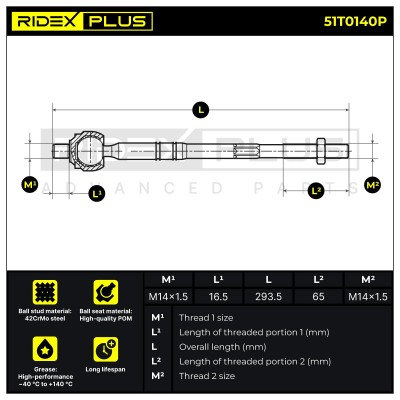 Lenkstange RIDEX 51T0140P 51T0140P - foto 6