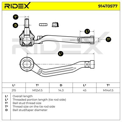 Spurstangenkopf RIDEX 914T0577 914T0577 - foto 6