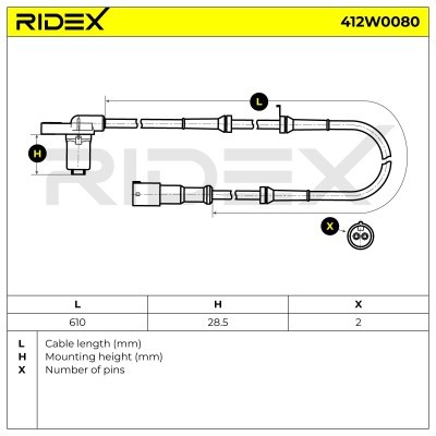 ABS Sensor RIDEX 412W0080 412W0080 - foto 3