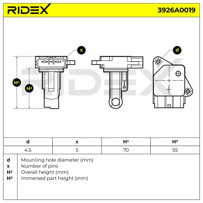 Luftmassenmesser RIDEX 3926A0019 3926A0019 - foto 10