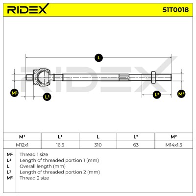 Lenkstange RIDEX 51T0018 51T0018 - foto 5